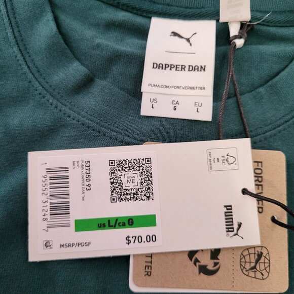 Puma X Dapper Dan Short Sleeve Green Birch Tee NWT Men's Large Msrp $70 - Picture 8 of 8